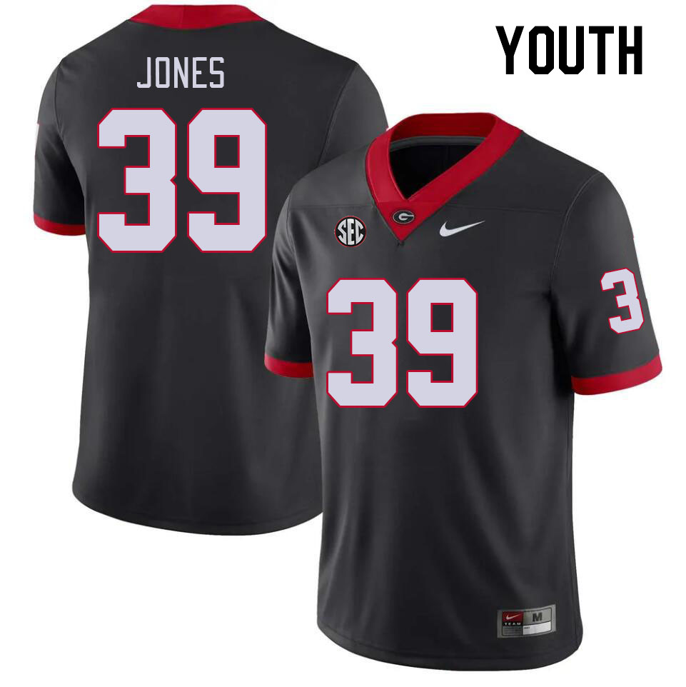 Youth #39 Parker Jones Georgia Bulldogs College Football Jerseys Stitched-Black - Click Image to Close